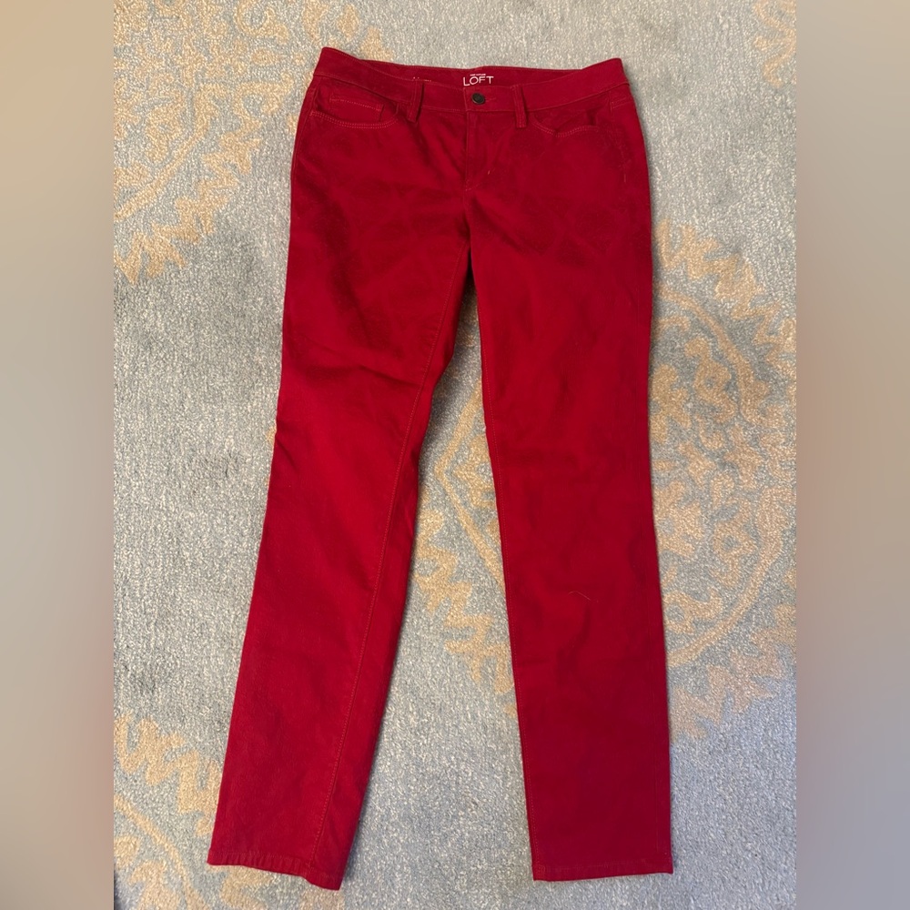NWT Ann Taylor LOFT red pants with diamond pattern size 6